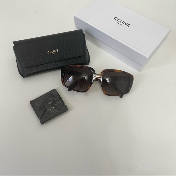 New Celine 60mm Square / Rectangle Sunglasses Comes With Case, Box & Cloth - Picture 2 of 15